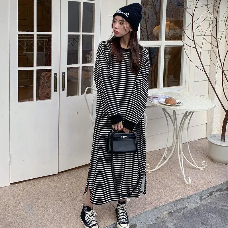Hong Kong Style Fleece Striped Sweater Skirt Large - Image 5