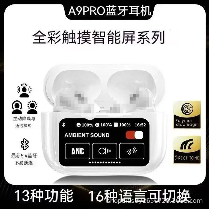Huaqiangbei 6th Gen A9pro Bluetooth Headset ANC ENC Touch Screen