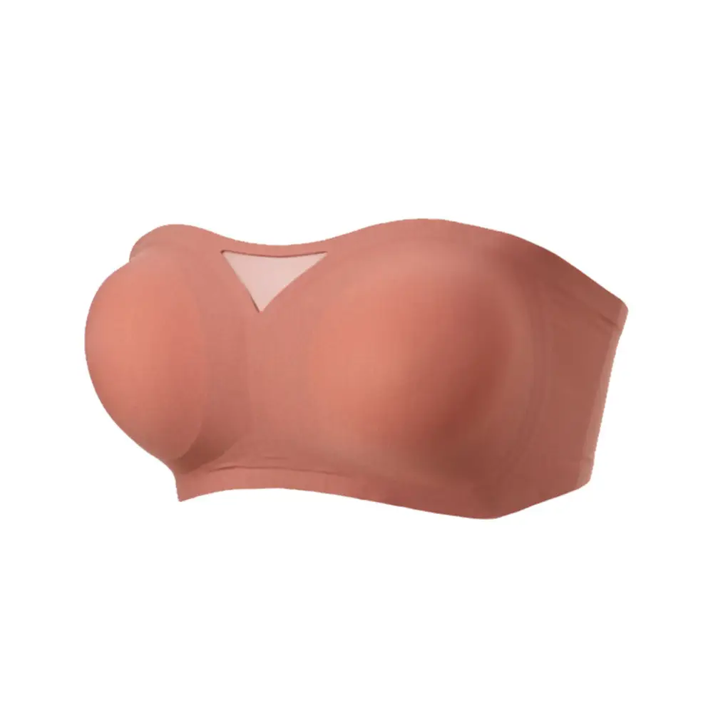 Half cup non-slip strapless one-piece seamless underwear soft support beautiful back thin small chest gathered breathable tube
