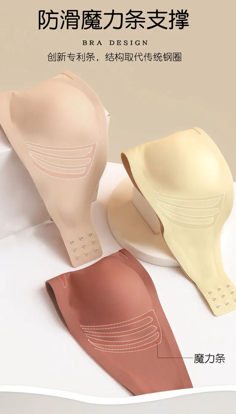 Half cup non-slip strapless one-piece seamless underwear soft support beautiful back thin small chest gathered breathable tube — feature 19
