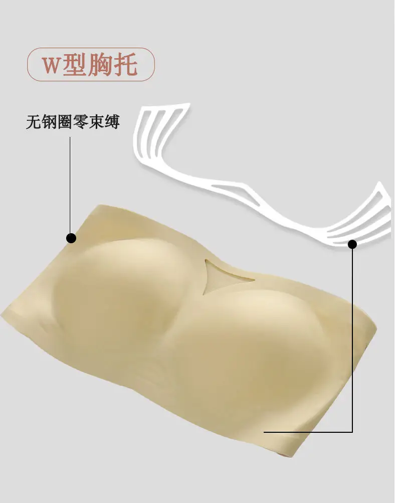 Half cup non-slip strapless one-piece seamless underwear soft support beautiful back thin small chest gathered breathable tube — feature 27