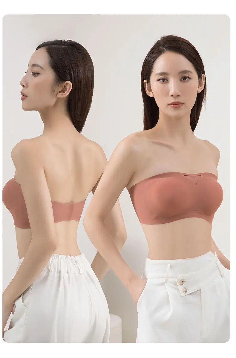 Half cup non-slip strapless one-piece seamless underwear soft support beautiful back thin small chest gathered breathable tube — feature 33