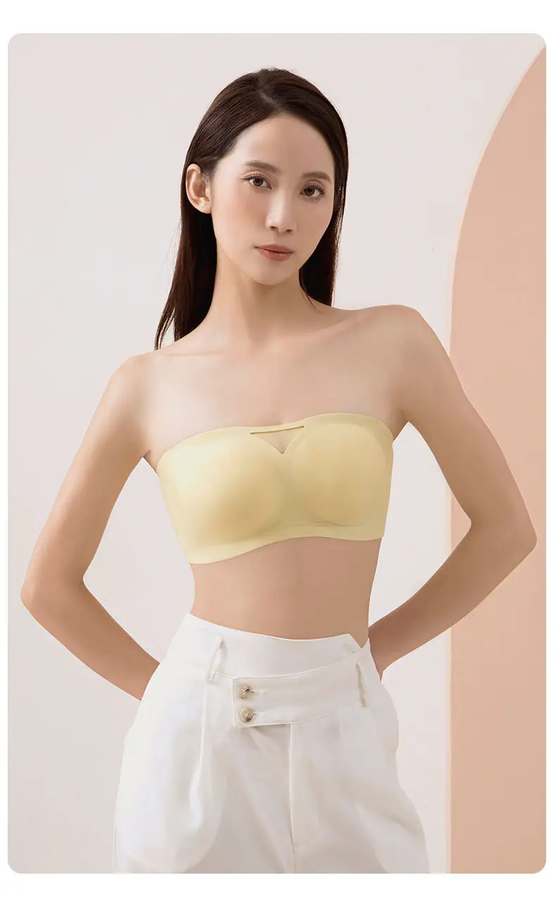 Half cup non-slip strapless one-piece seamless underwear soft support beautiful back thin small chest gathered breathable tube — feature 34