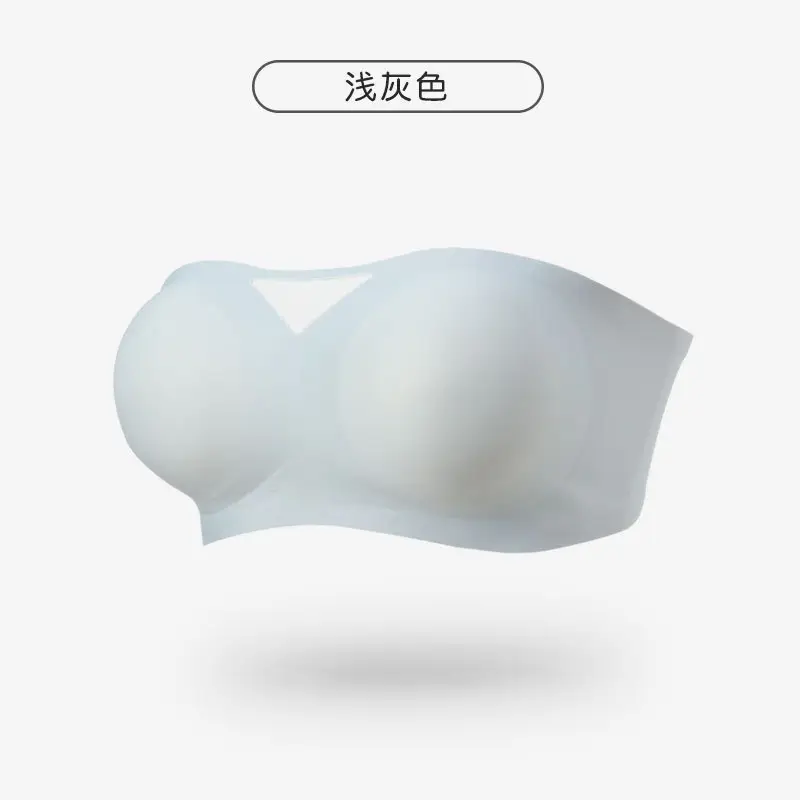 Half cup non-slip strapless one-piece seamless underwear soft support beautiful back thin small chest gathered breathable tube