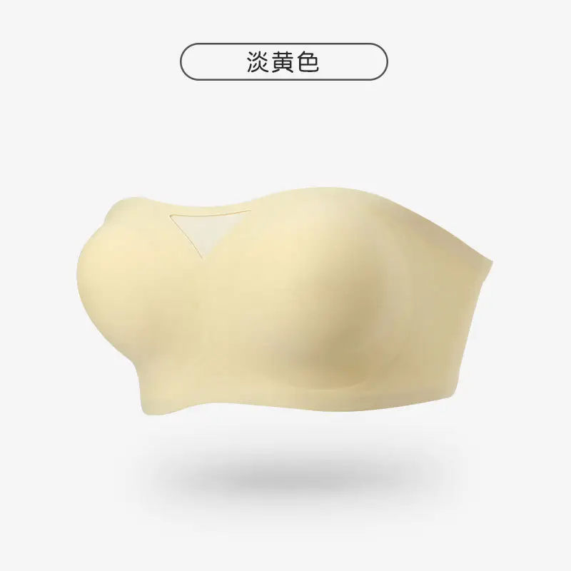 Half cup non-slip strapless one-piece seamless underwear soft support beautiful back thin small chest gathered breathable tube