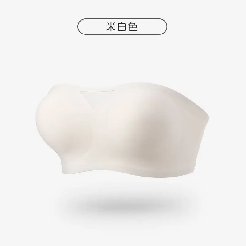 Half cup non-slip strapless one-piece seamless underwear soft support beautiful back thin small chest gathered breathable tube