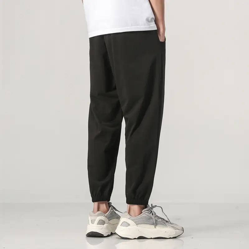 Fleece Sweatpants Men Black Eight Point Winter Loose - Image 6