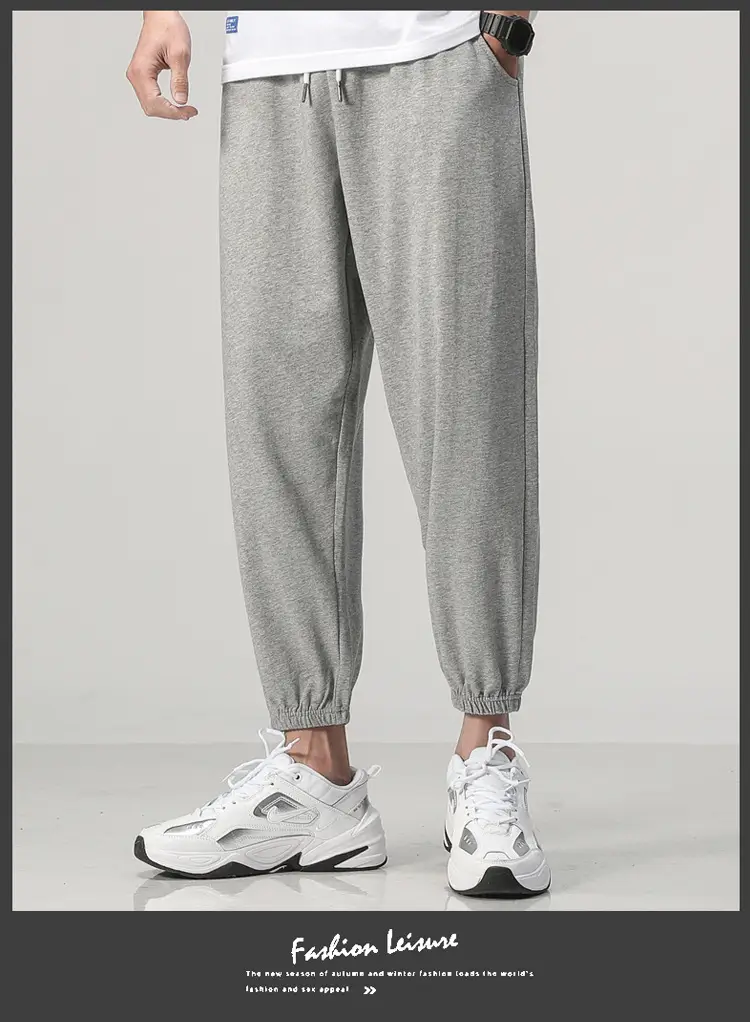 Fleece Sweatpants Men Black Eight Point Winter Loose — feature 10