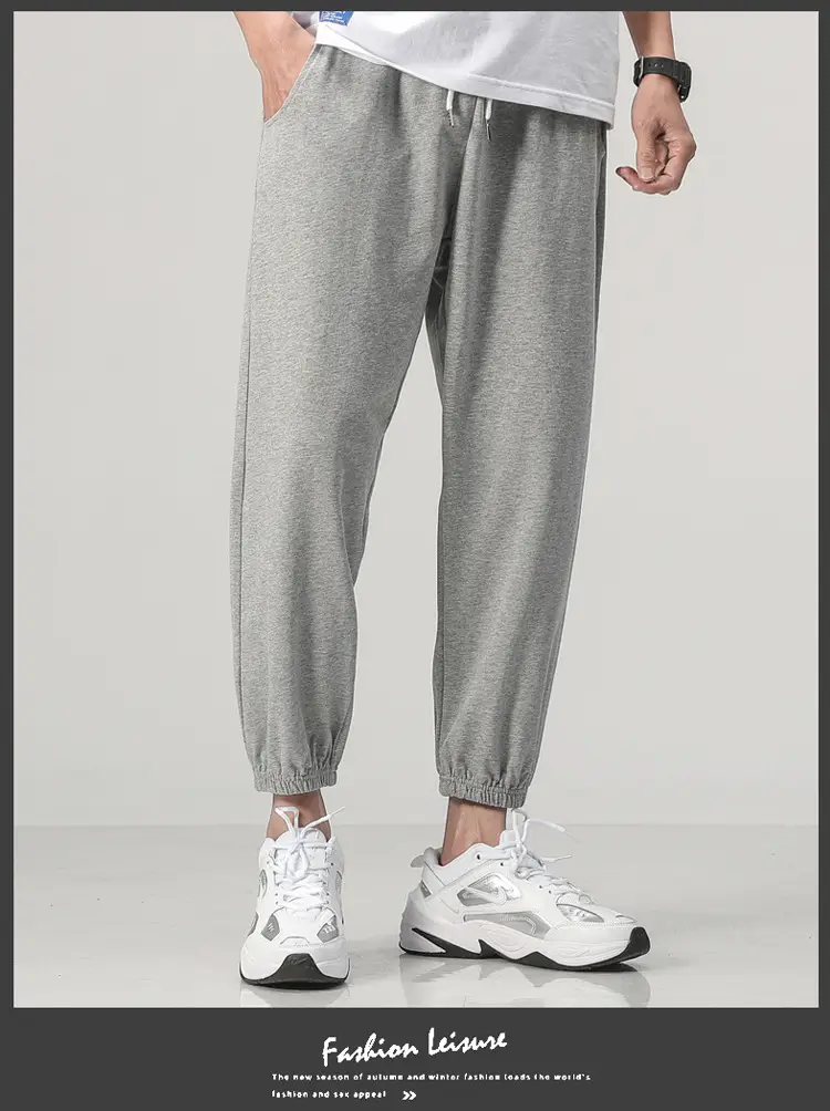 Fleece Sweatpants Men Black Eight Point Winter Loose — feature 11