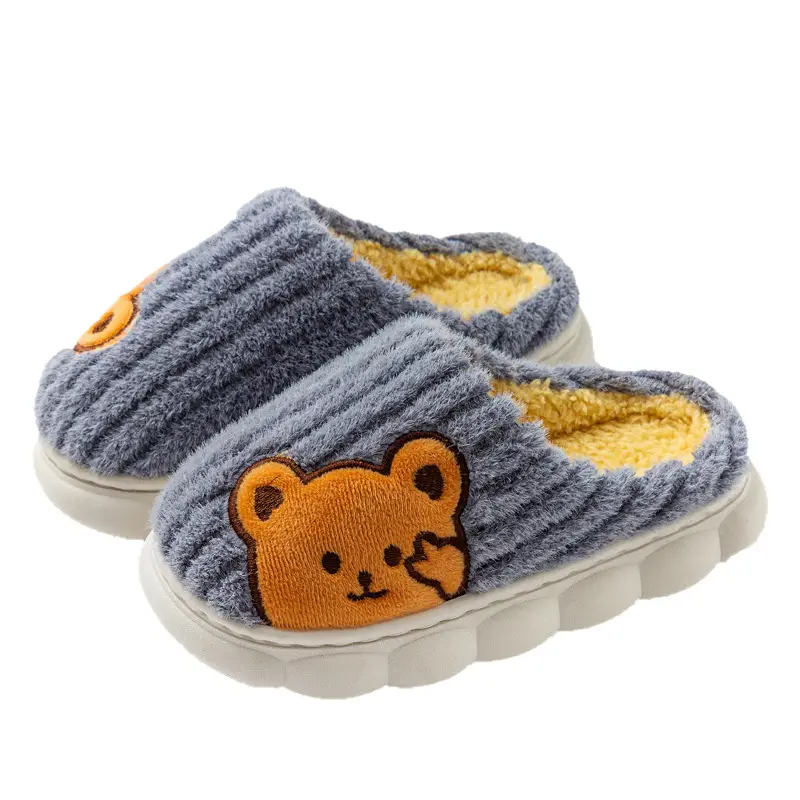 Children's Cotton Slippers 2024 Winter New Style Boys and Girls Home Indoor Non-Slip Warm Middle and Large Kidsren Cute Cartoon