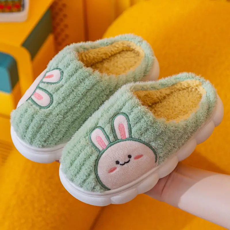 Children's Cotton Slippers 2024 Winter New Style Boys and Girls Home Indoor Non-Slip Warm Middle and Large Kidsren Cute Cartoon