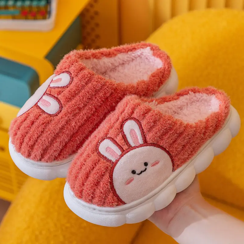 Children's Cotton Slippers 2024 Winter New Style Boys and Girls Home Indoor Non-Slip Warm Middle and Large Kidsren Cute Cartoon