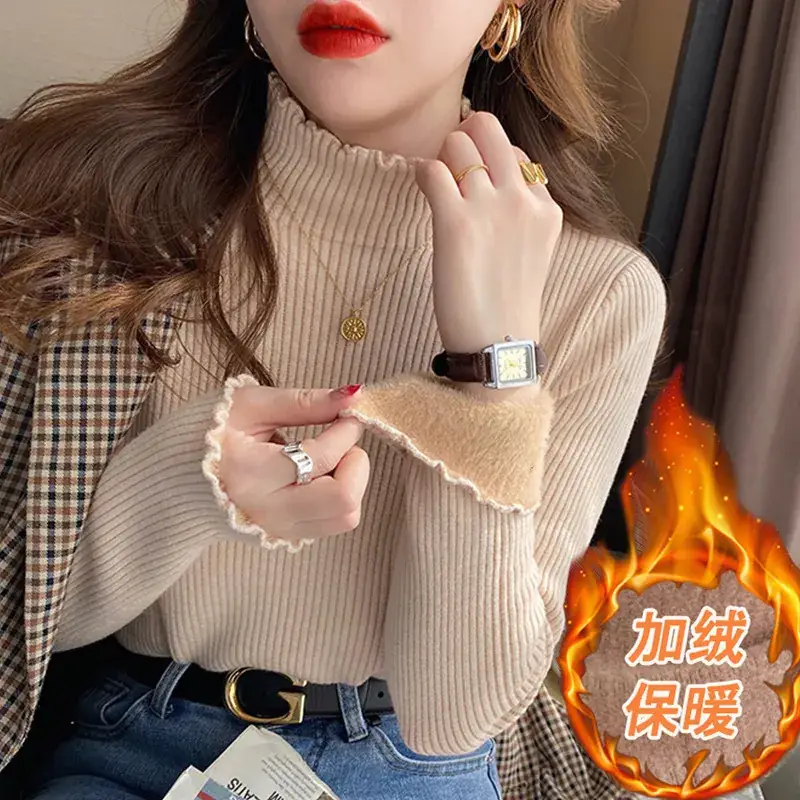 Women's Warm Half Turtleneck Knitted Sweater Set — feature 2
