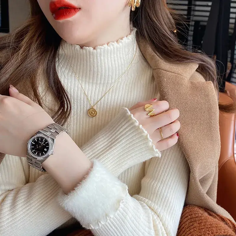 Women's Warm Half Turtleneck Knitted Sweater Set — feature 4