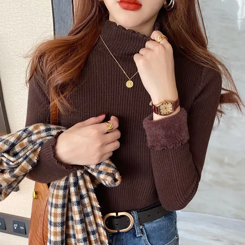 Women's Warm Half Turtleneck Knitted Sweater Set - Image 5