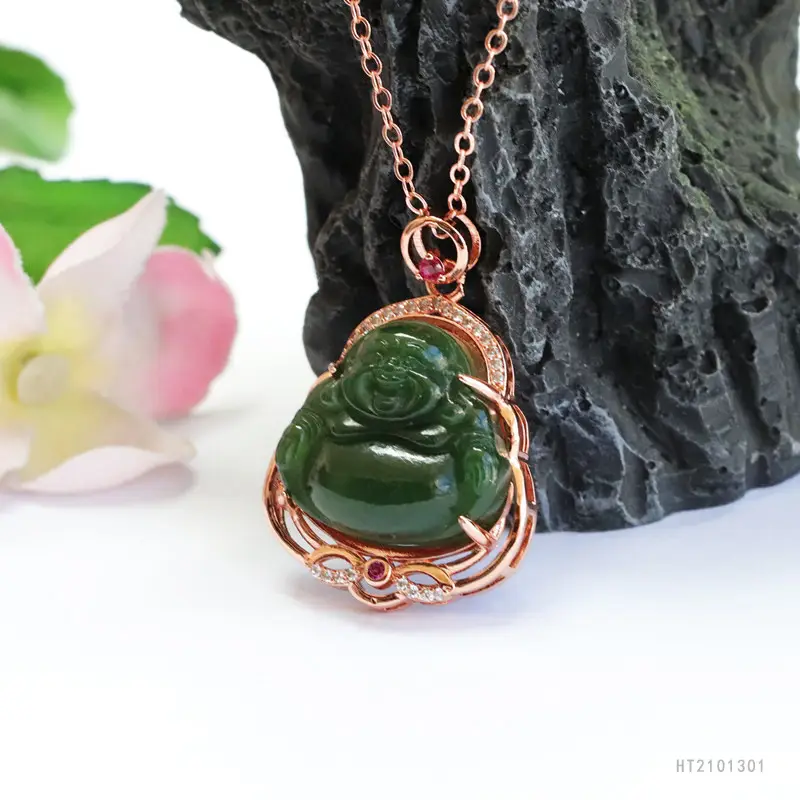 Guan Yu Jade Buddha Necklace with Rose Gold Chain — feature 10