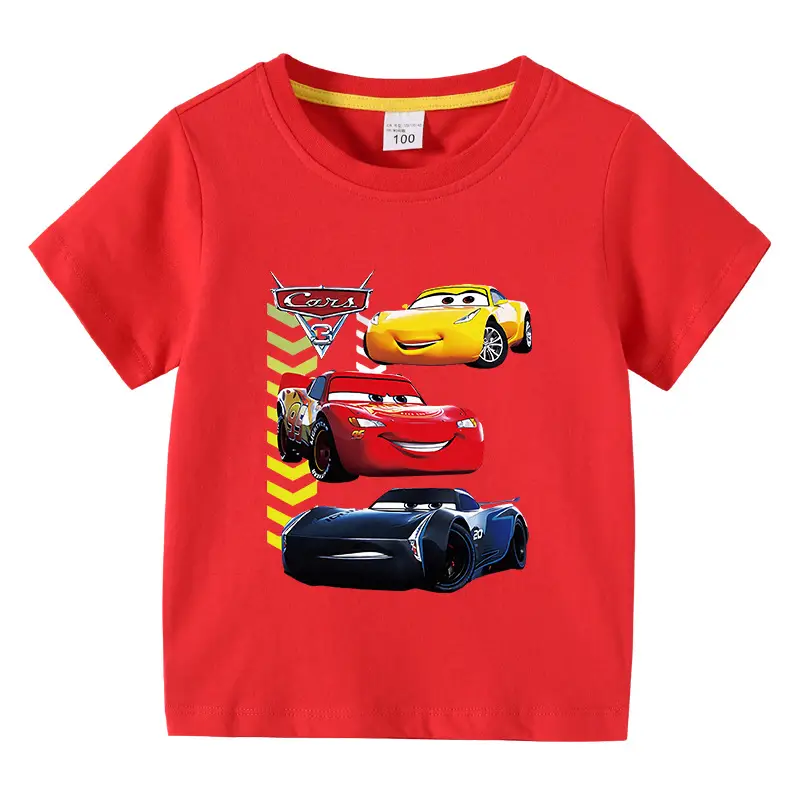 Kids Cars Graphic T-Shirt Green Short Sleeve Cotton - Image 4