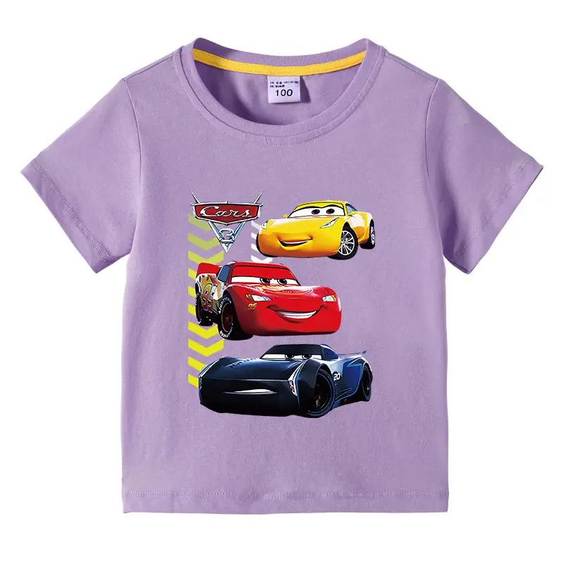 Kids Cars Graphic T-Shirt Green Short Sleeve Cotton - Image 5