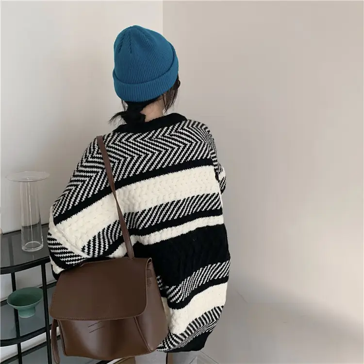 Women Korean Striped Pullover Sweater Large Size — feature 5
