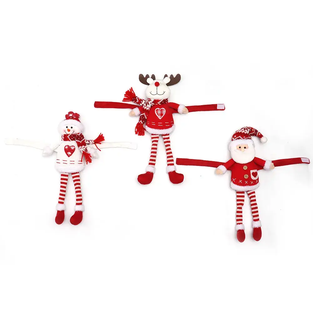 Three-Dimensional Christmas Santa Doll Curtains Tieback Knitted Red White - Image 8