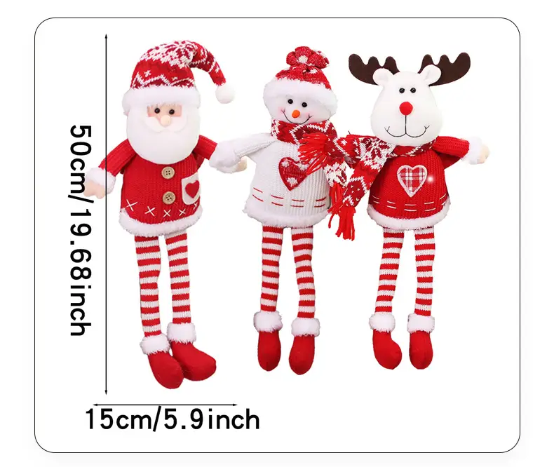 Three-Dimensional Christmas Santa Doll Curtains Tieback Knitted Red White — feature 4