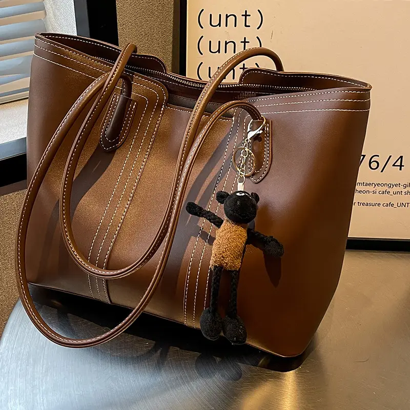 Brown Korean Style Large Shoulder Bag for Women - Image 2