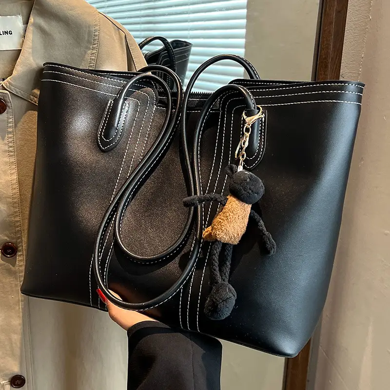 Brown Korean Style Large Shoulder Bag for Women - Image 4