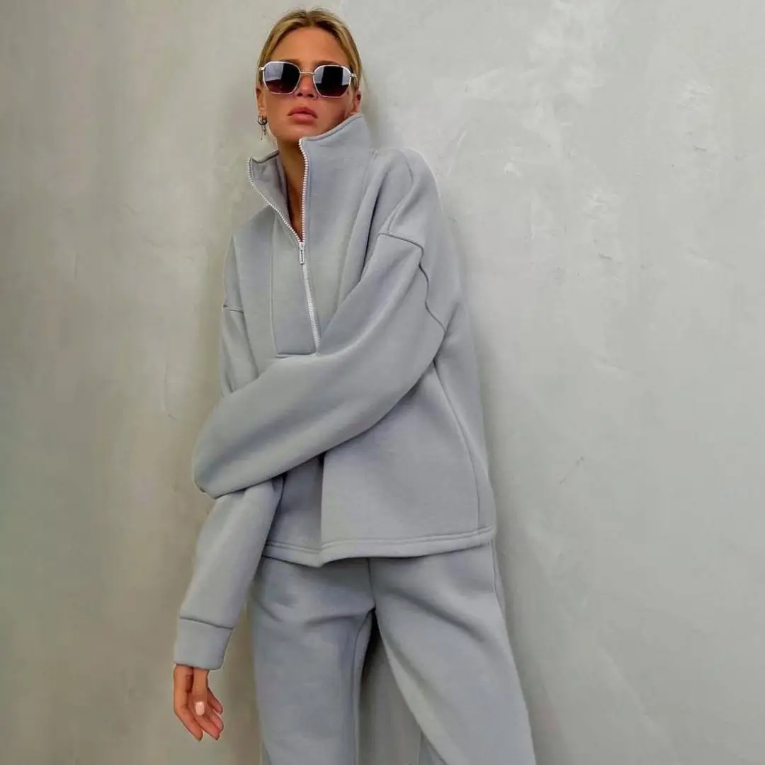 2023 Women's Grey Sweatshirt Leg Pants Set — feature 7