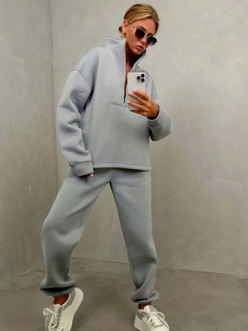 2023 Women's Grey Sweatshirt Leg Pants Set — feature 9