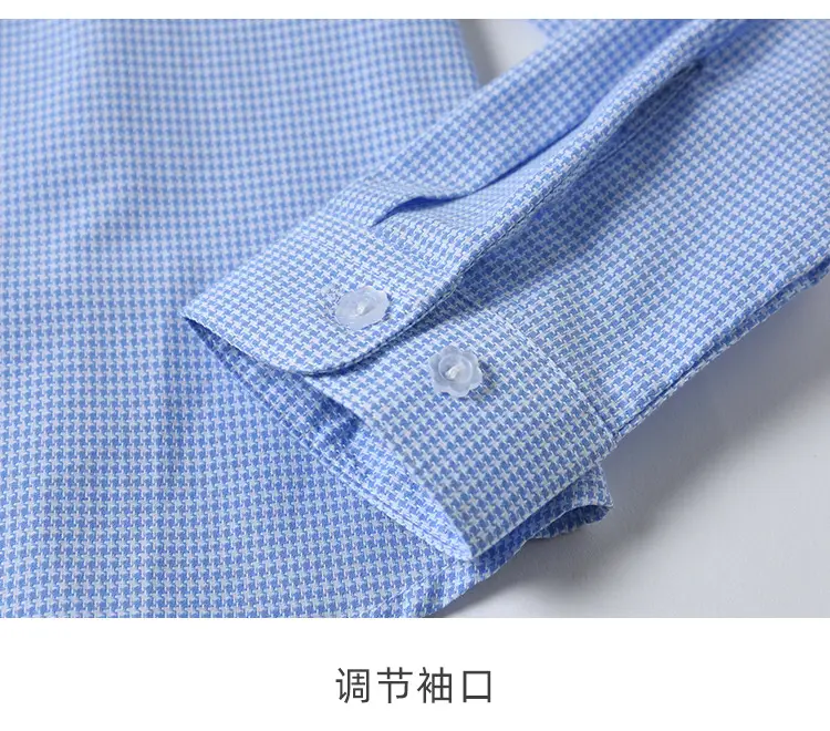 Girls Cotton Houndstooth Blue Long Sleeve Shirt — feature 10