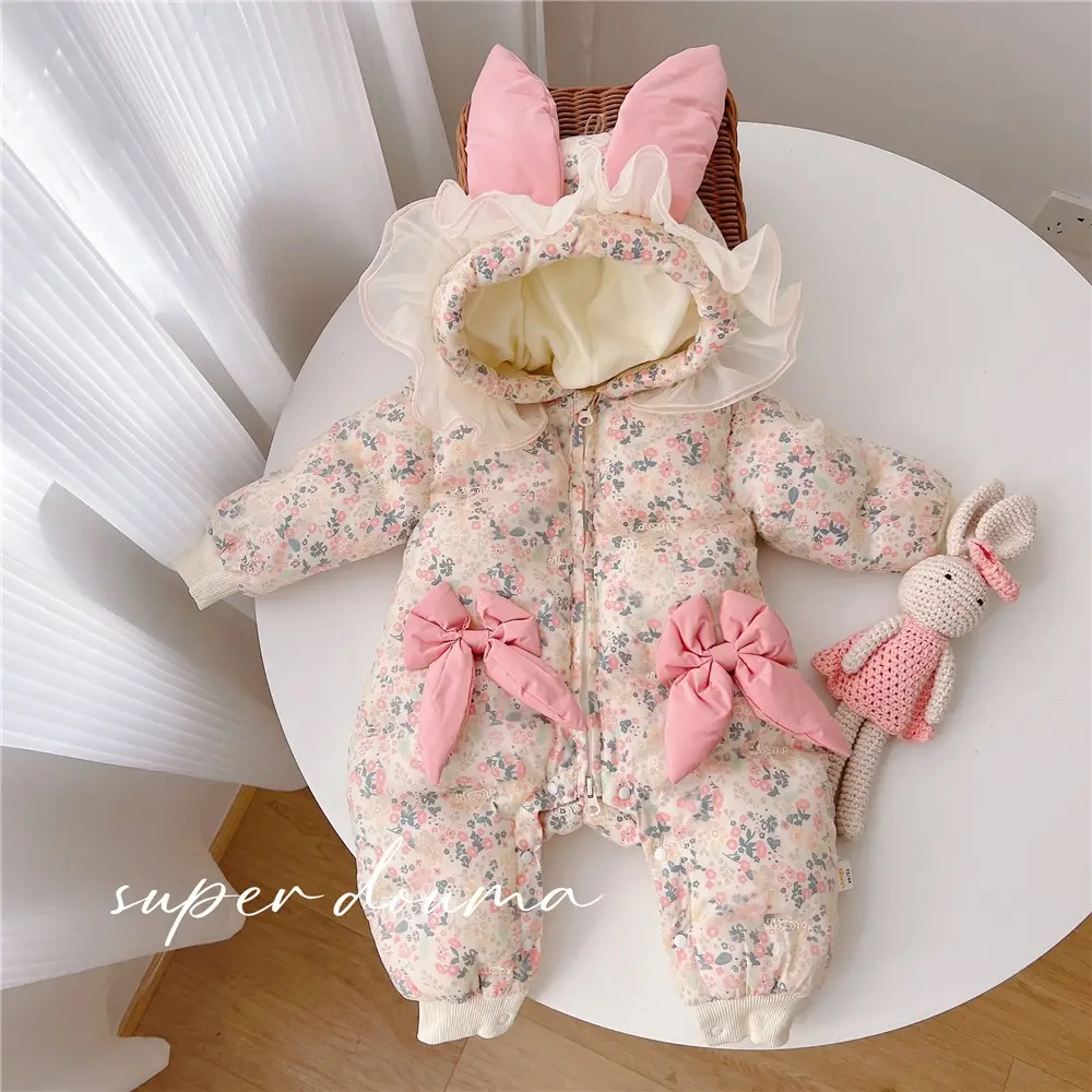 Baby Fleece Lined Winter Suit Women Pink Floral Climbing - Image 7