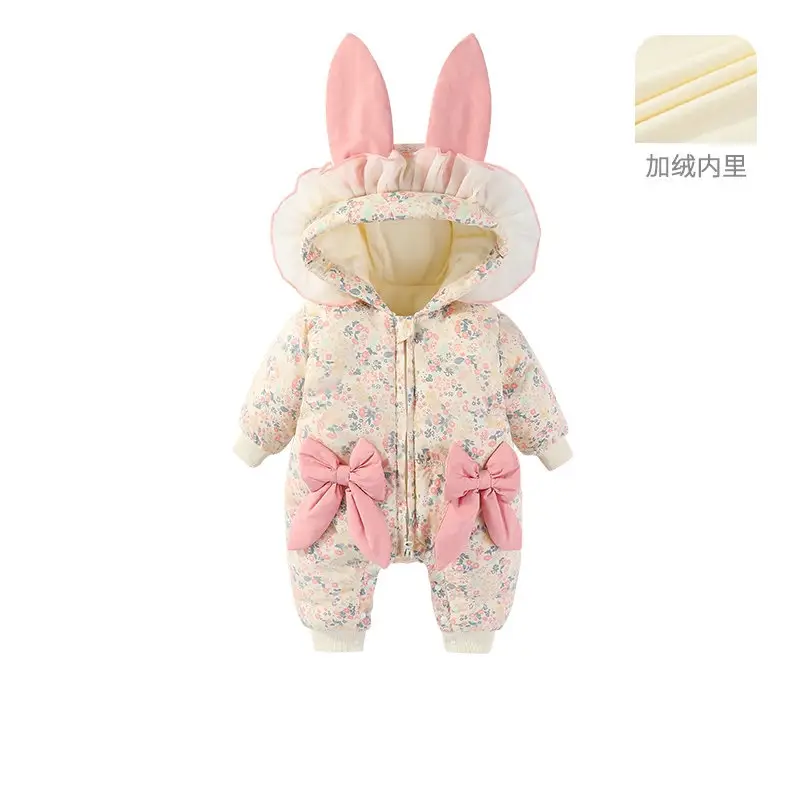 Baby Fleece Lined Winter Suit Women Pink Floral Climbing - Image 6