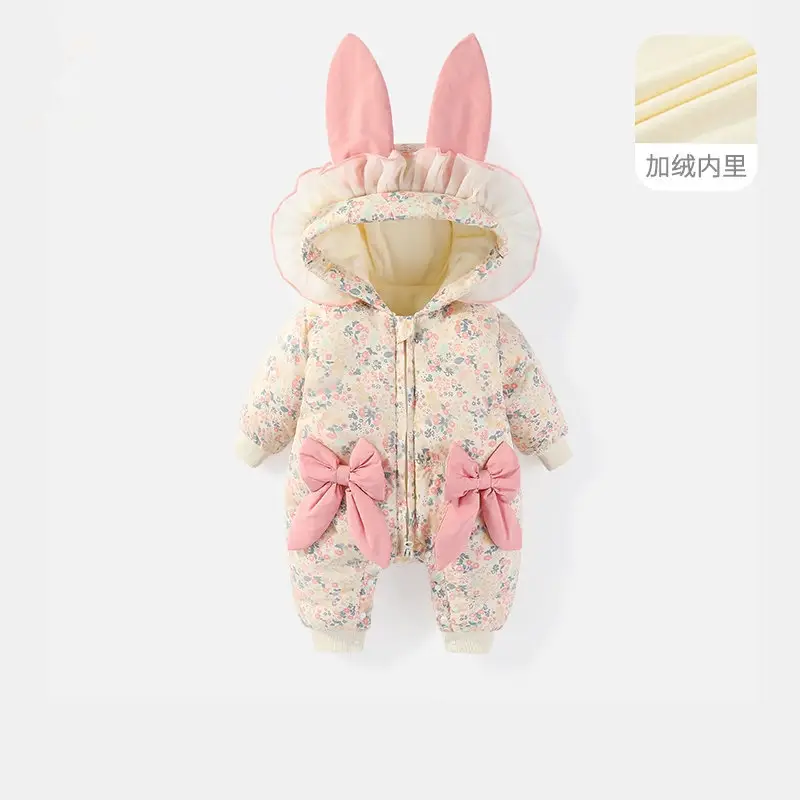Baby Fleece Lined Winter Suit Women Pink Floral Climbing — feature 1