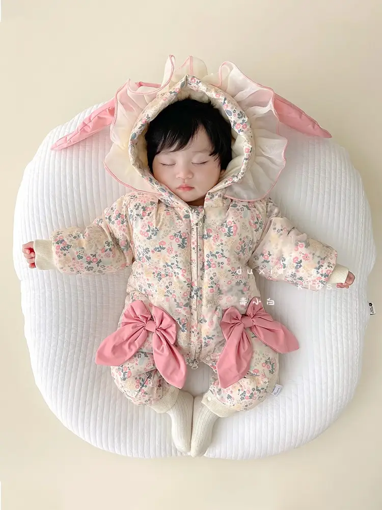 Baby Fleece Lined Winter Suit Women Pink Floral Climbing — feature 14
