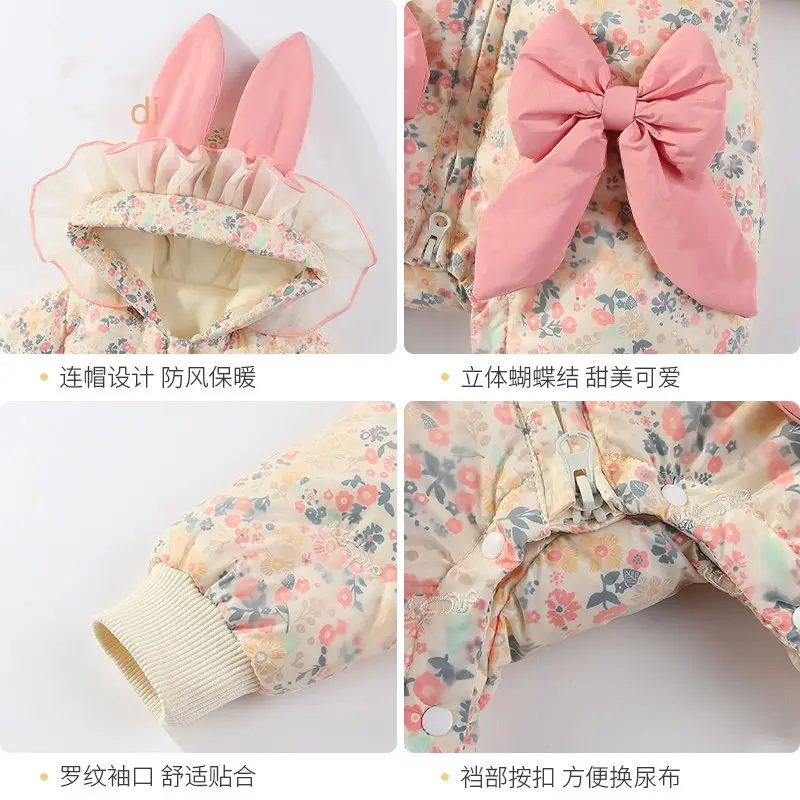Baby Fleece Lined Winter Suit Women Pink Floral Climbing — feature 2