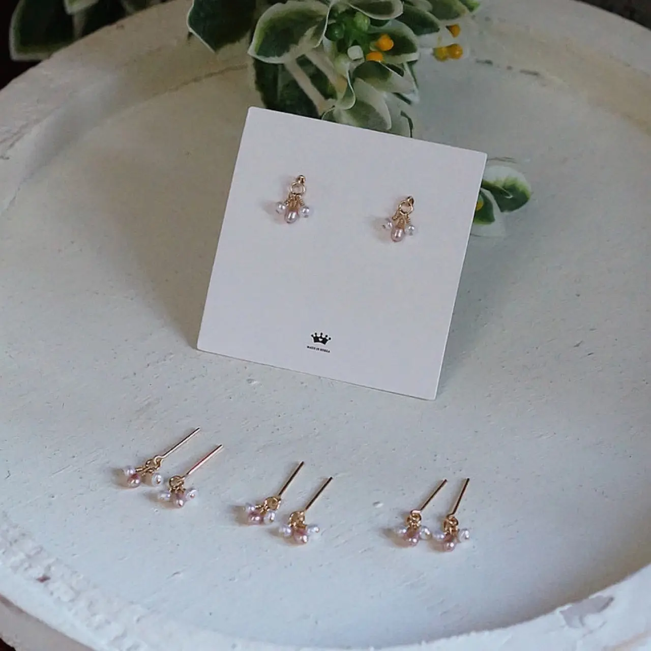 Natural Pearl Gold Stud Earrings for Women