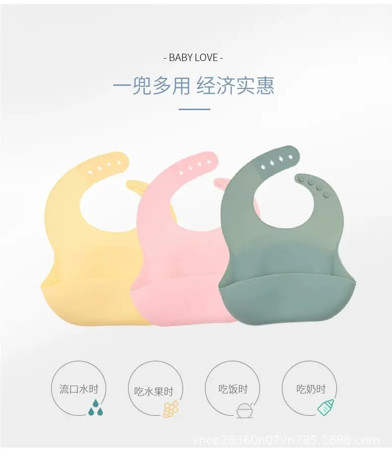 Baby Silicone Bib Waterproof Meal Pocket Slippery Towel — feature 8