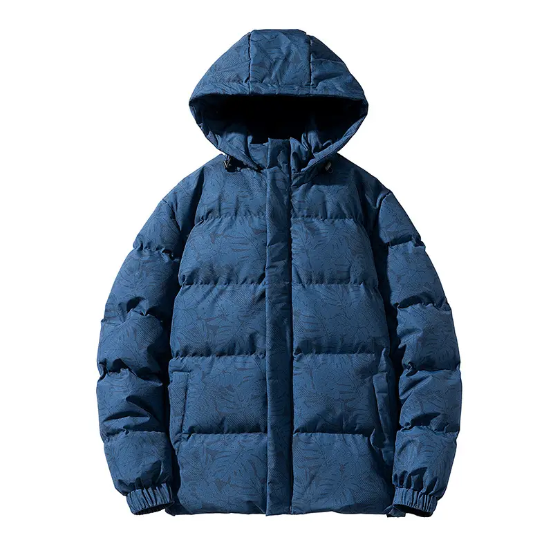 Men's Hooded Puffer Jacket Blue Winter Warm - Image 5