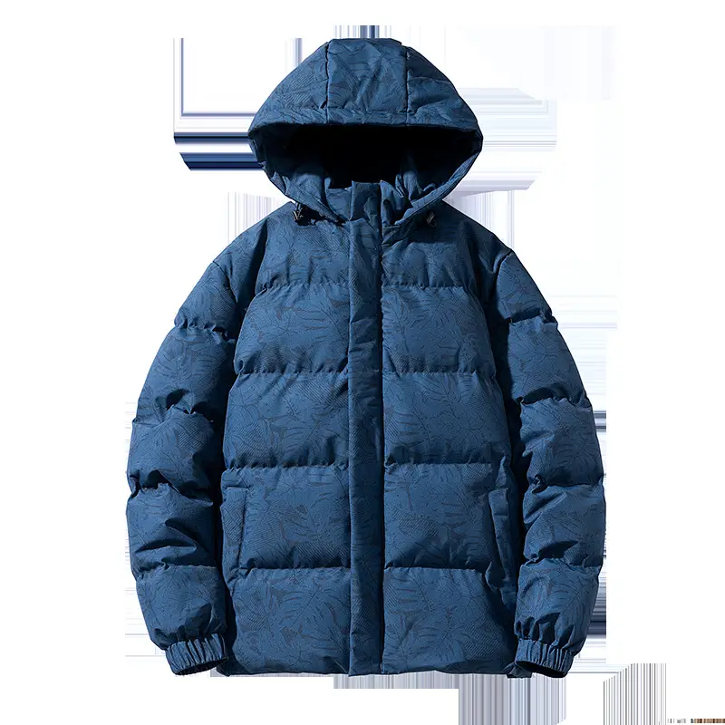 Men's Hooded Puffer Jacket Blue Winter Warm - Image 7
