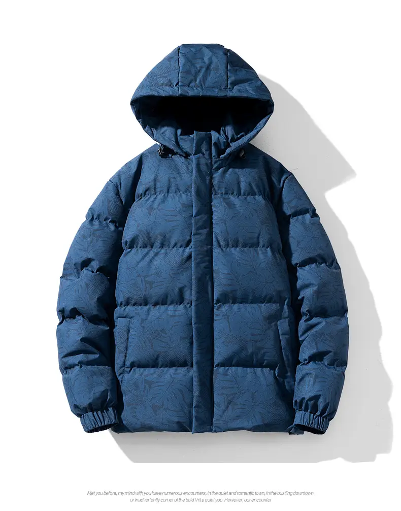 Men's Hooded Puffer Jacket Blue Winter Warm — feature 13