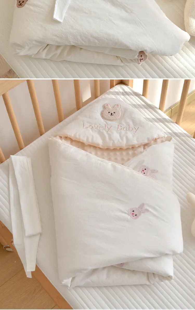 Newborn Pure Cotton Bean Velvet Quilt Detachable Swaddle — feature 16