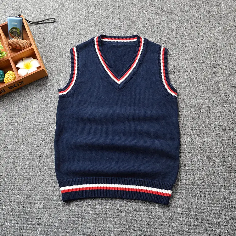 V-Neck Color Matching Unisex Sweater Vest - Image 4