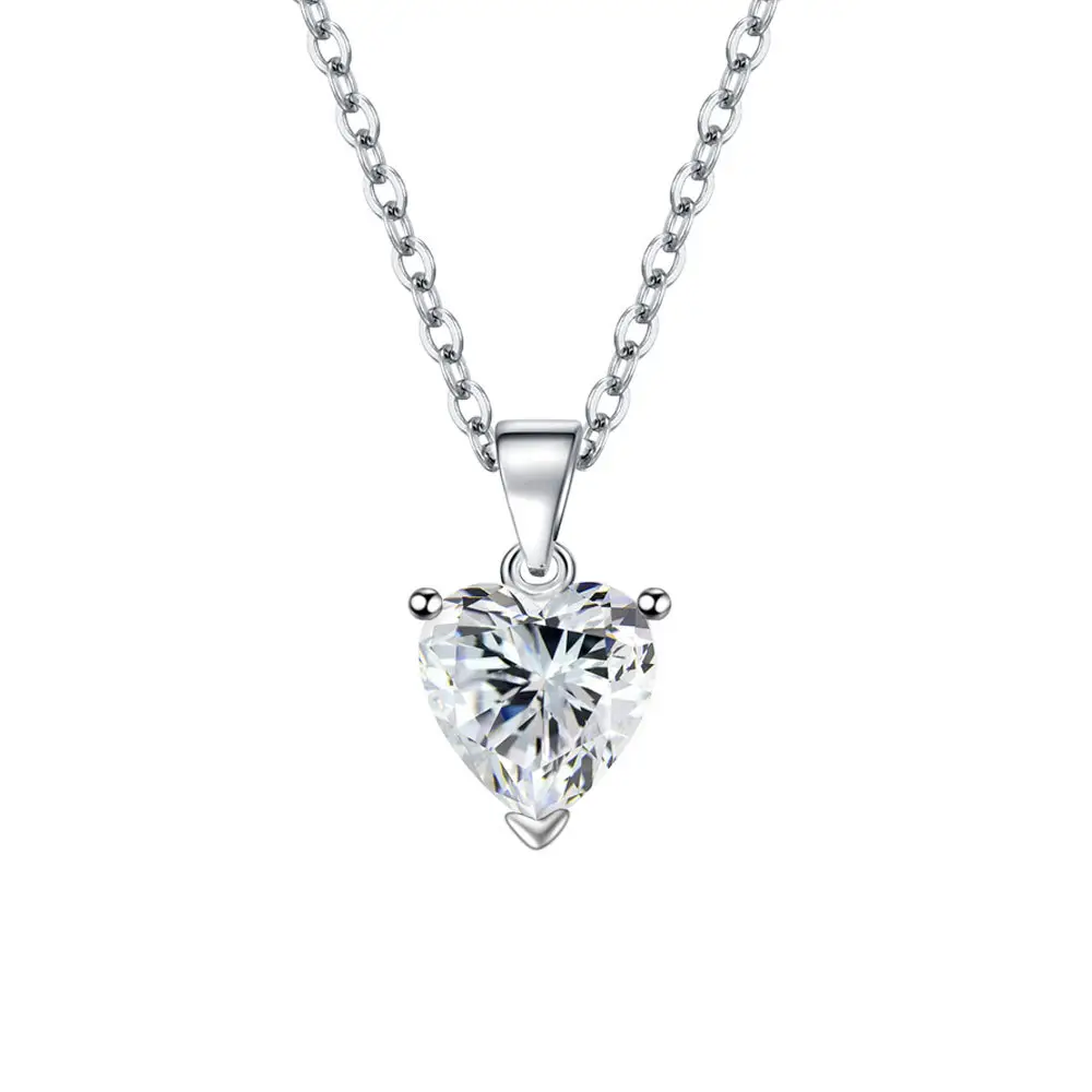White Diamond Pendant/with 40 5cm Extended Chain (Copper Plated White Gold) M47