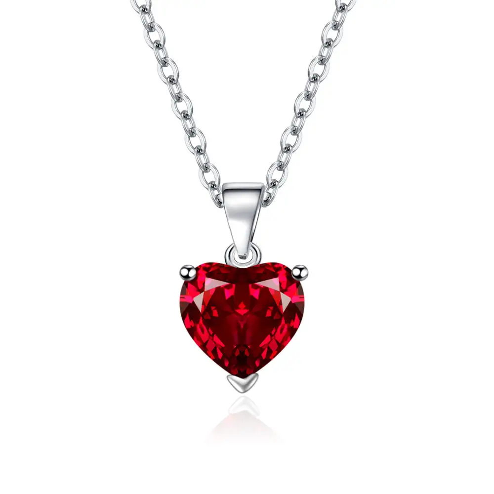 Red Diamond Pendant/with 40+5cm Extended Chain (Copper Plated White Gold) M45
