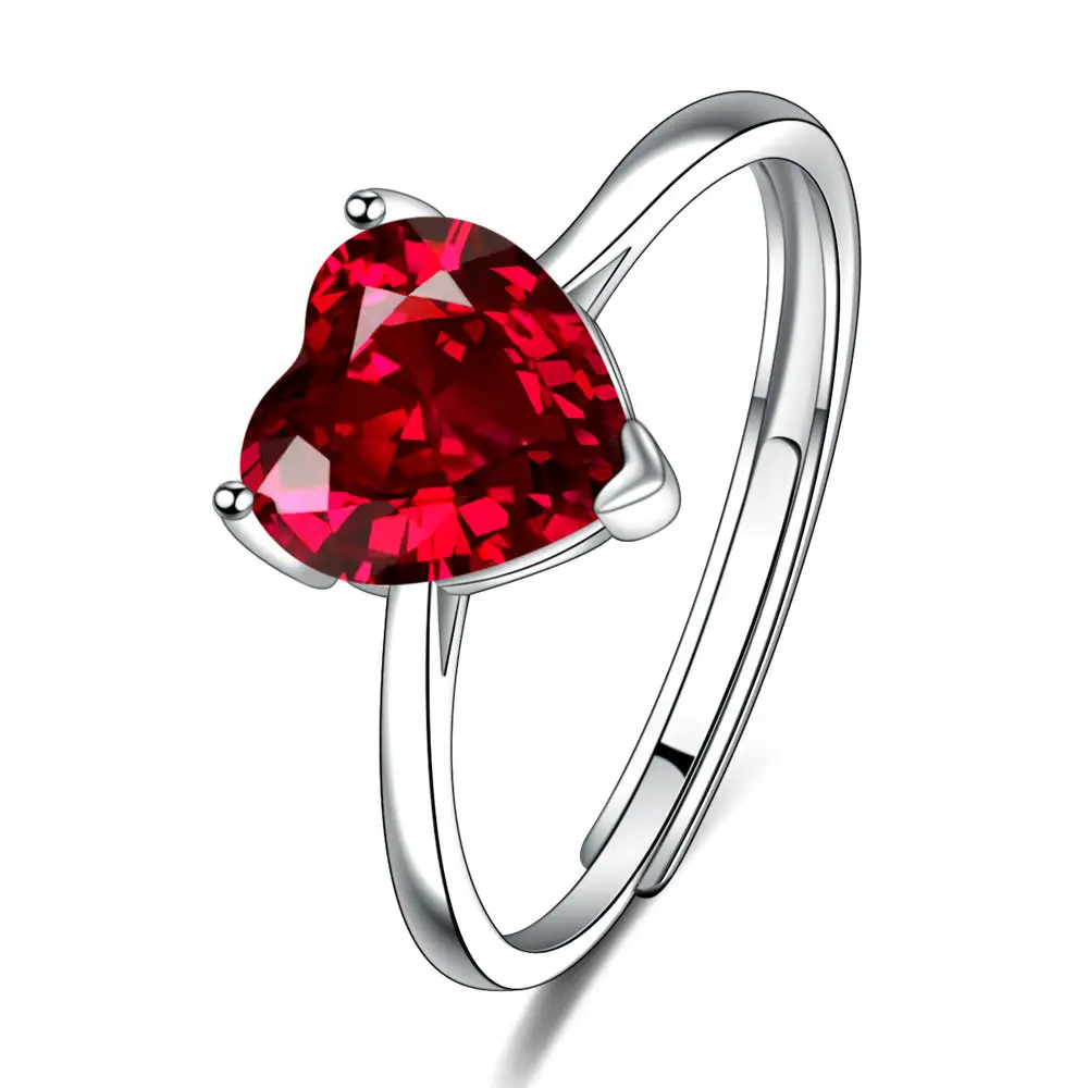 Red diamond opening ring (copper plated White Gold) M1