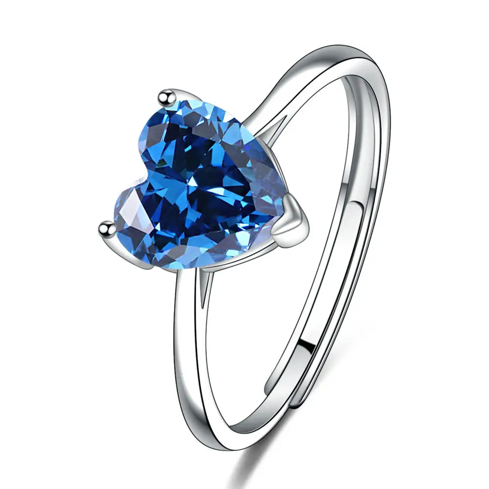 Heart-shaped Zircon Ring for Women Silver Plated - Image 5