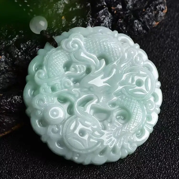 Dragon Pendant Jade Necklace Natural Grade Light Green - Image 3
