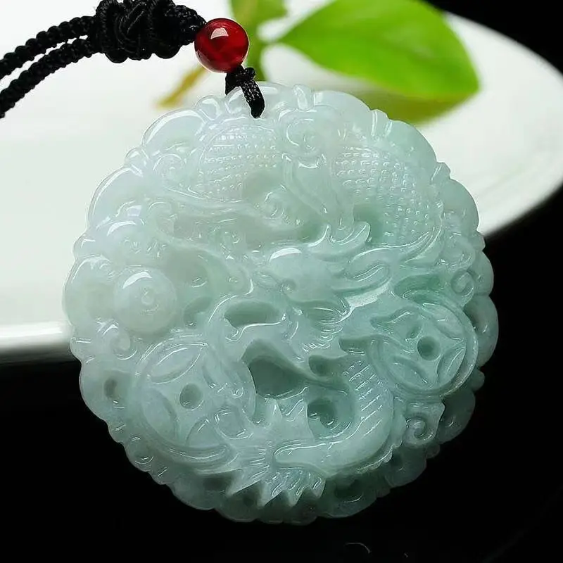 Dragon Pendant Jade Necklace Natural Grade Light Green - Image 4