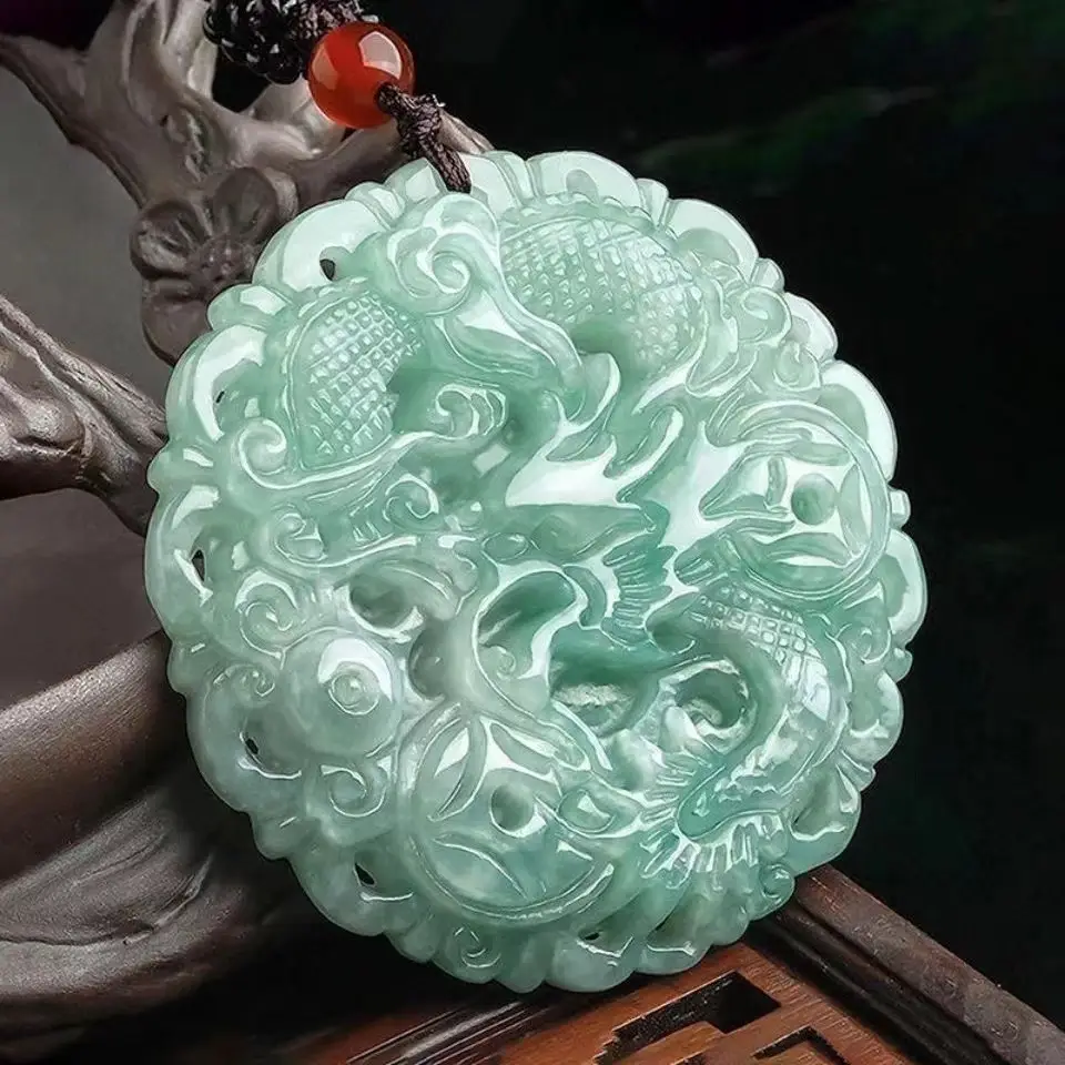 Dragon Pendant Jade Necklace Natural Grade Light Green — feature 4