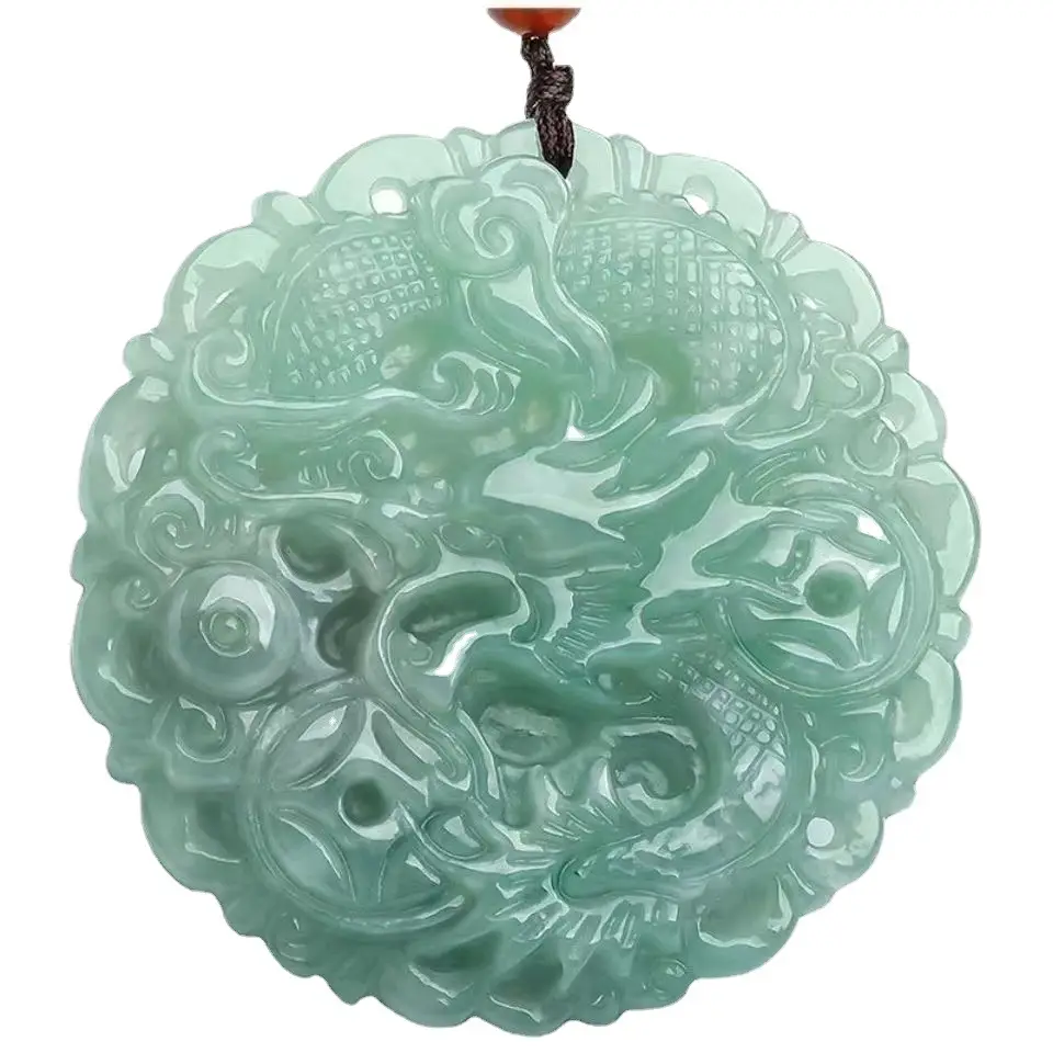 Dragon Pendant Jade Necklace Natural Grade Light Green - Image 6